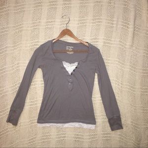 Long Sleeve Shirt with Built in Cami with Buttons